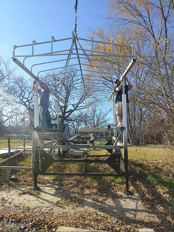 seawall1 a boat lift on land