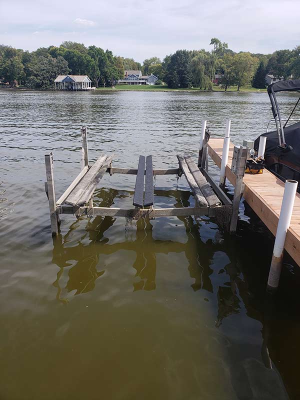 seawall1 a boat lift in need of repair